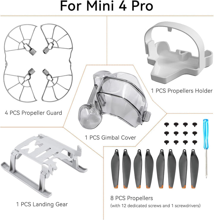 Mini 4 Pro Zubehör Kit Propeller Propellerschutz Landefüsse Erweiterte Fahrwerk Landegestell Propell