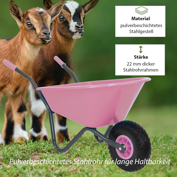Kinderschubkarre Uni 40 kg Traglast 3,6 kg Stahl Kunststoff rosa Vollgummirad Schiebkarre Garten Uni