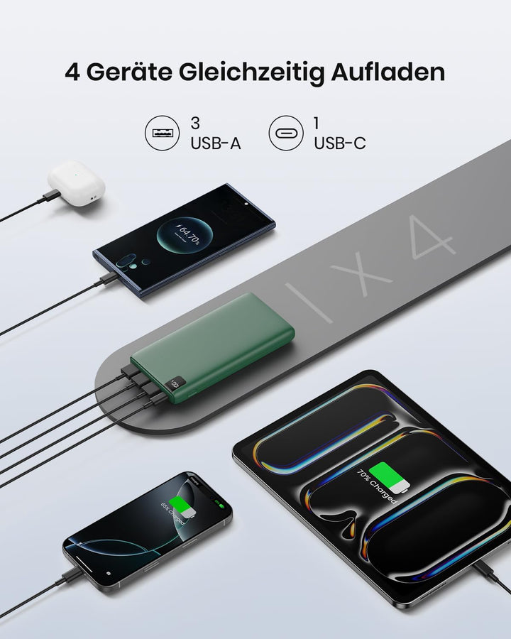 Hiluckey 27000mAh Powerbank Externer Akku - PD USB C Power Bank 22.5W Schnellladefunktion Handy Trag