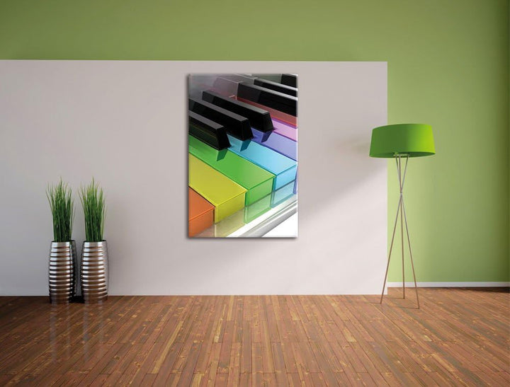 Pixxprint Klavier Tasten als Leinwandbild/Grösse: 100x70 cm/Wandbild/Kunstdruck/fertig bespannt 70x1