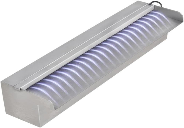 yorten Edelstahl Rechteckige Wasserfall Wasserfontäne Pool-Fontäne mit LED Beleuchtung Wasserspiel 4