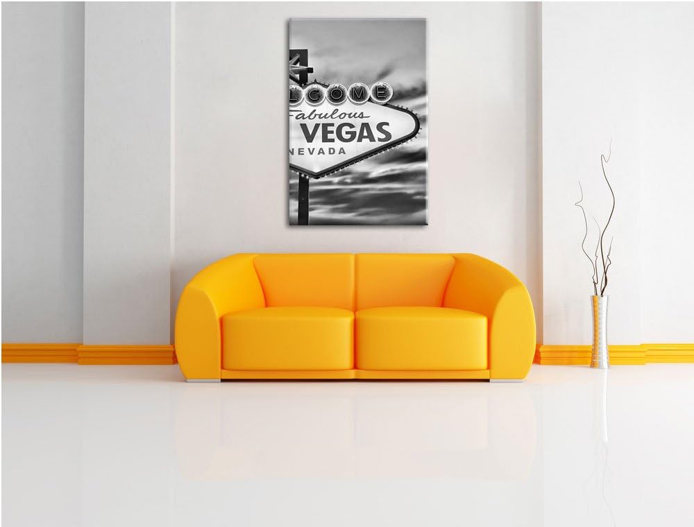 Pixxprint Las Vegas Schild / 100x70cm Leinwandbild bespannt auf Holzrahmen/Wandbild Kunstdruck Dekor