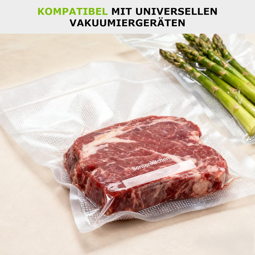 Bonsenkitchen Vakuumierbeutel 28x40 cm, 100 Beutel Profi-Folienbeutel für alle Vakuumiergerät, vakuu