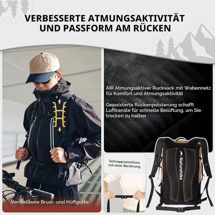 Naturehike Wanderrucksack 25L/35L Herren Damen Reiserucksack Wasserdichter Trekkingrucksäcke für Out