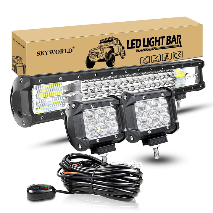 LED Arbeitsscheinwerfer Bar SKYWORLD 50cm 288W Lightbar LED Scheinwerfer Combo Zusatzscheinwerfer 12