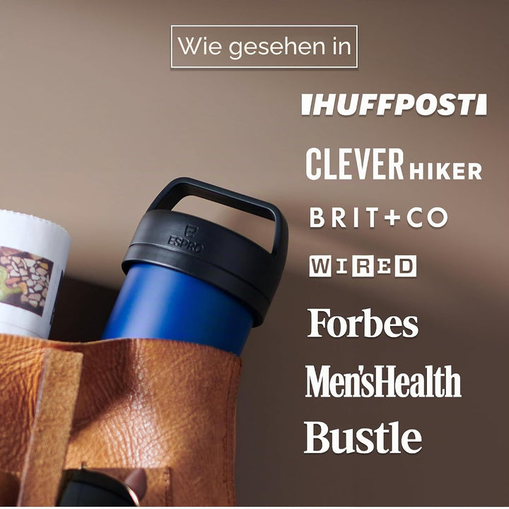 ESPRO Reise French Press Ultralight, Mini Coffee Maker mit Thermo-Funktion, 475ml, blau Blau ESPRO R