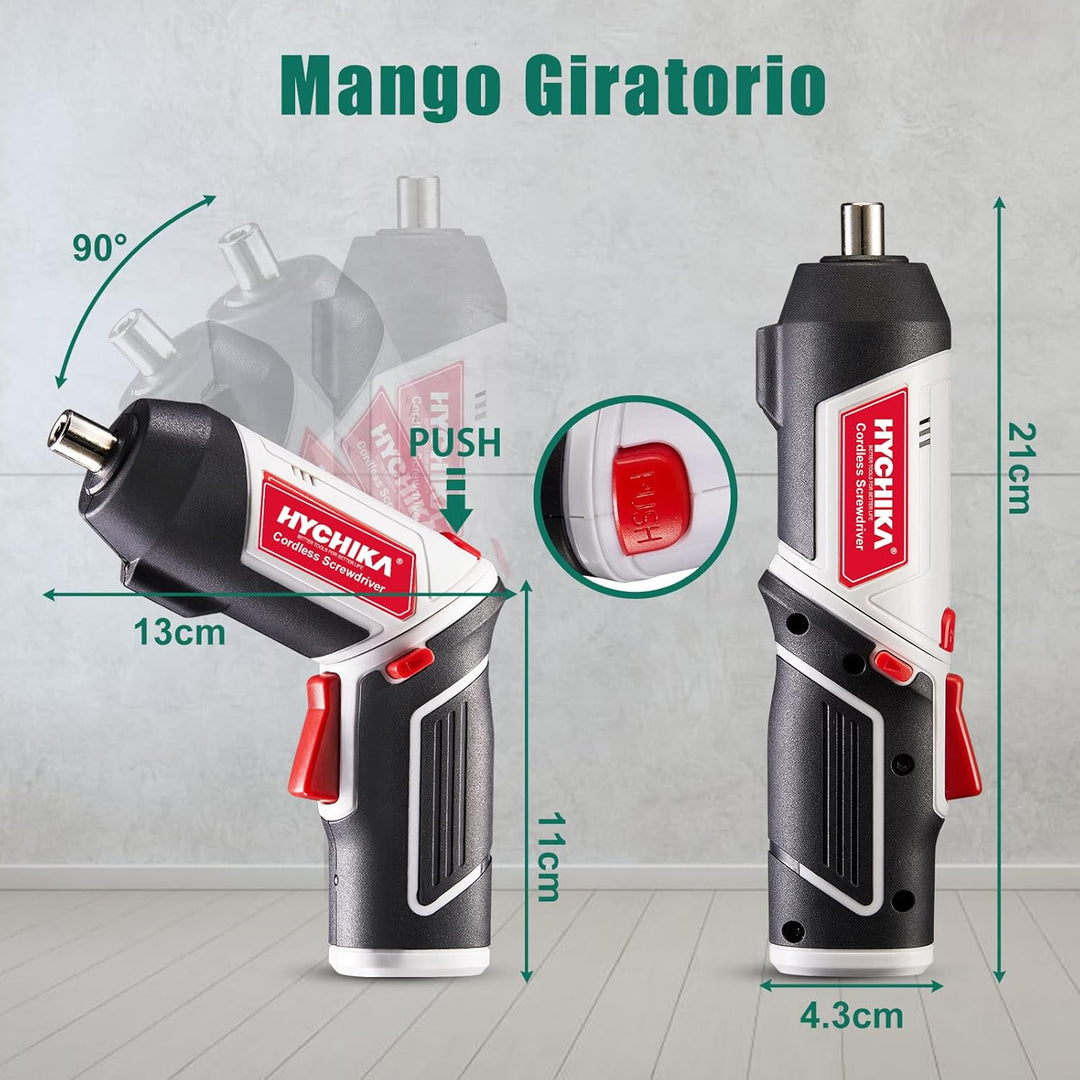 HYCHIKA Akkuschrauber, Cordless Screwdriver 6Nm Drehmoment und 2000mAh Akku 3,6V Li-Ion mit 20 Zubeh