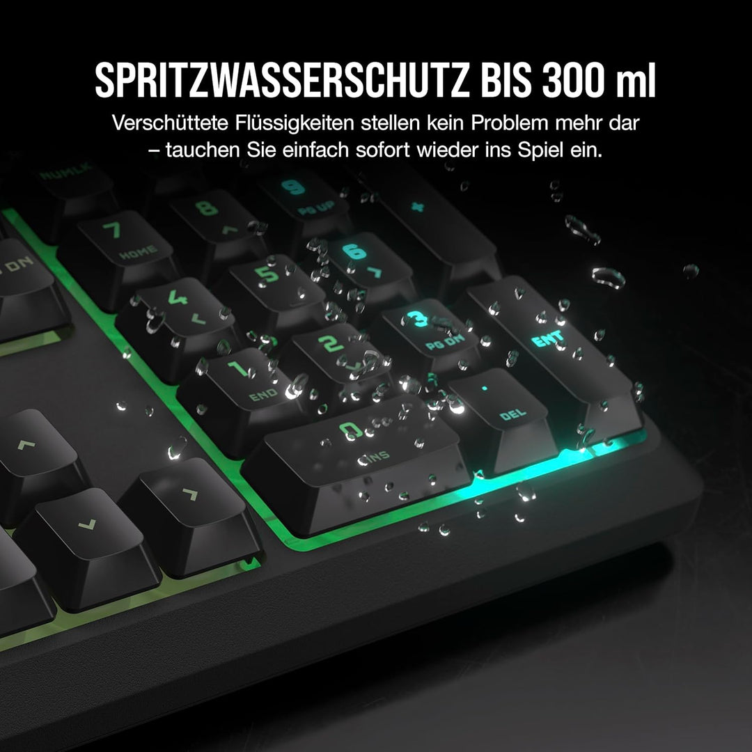 Corsair K55 CORE RGB Membran Kabelgebundene Gaming-Tastatur – Leise, Reaktionsschnelle Schalter – Sp