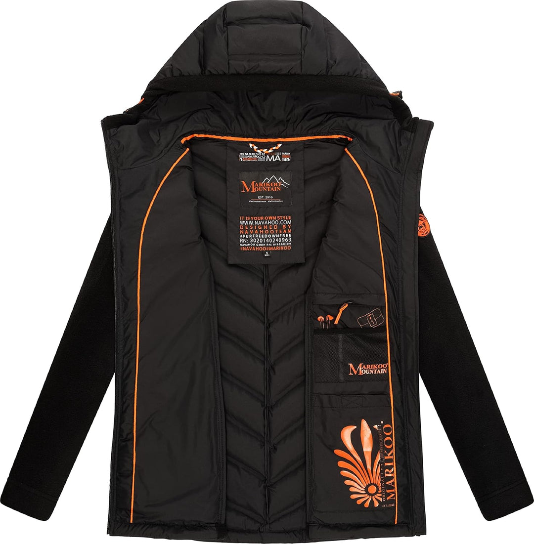 MARIKOO Damen leichte Übergangsjacke Steppjacke Mount Haruna XS Schwarz, XS Schwarz