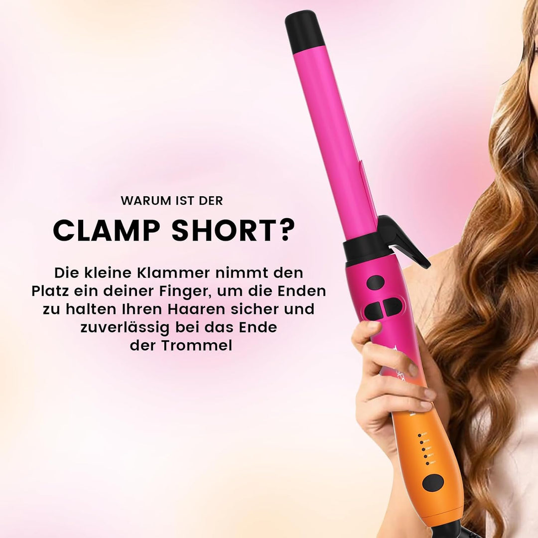 Lockenstab Automatisch Hair Curler with Klemme, Rotierend Curling Iron 1 Inch mit Tourmalin Keramik,