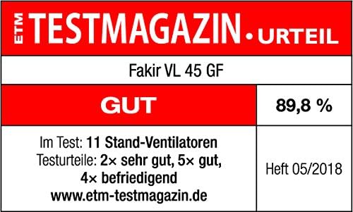 Fakir prestige VL 45 GF – Höhenverstellbarer Standventilator mit Fernbedienung & 3 Leistungsstufen I