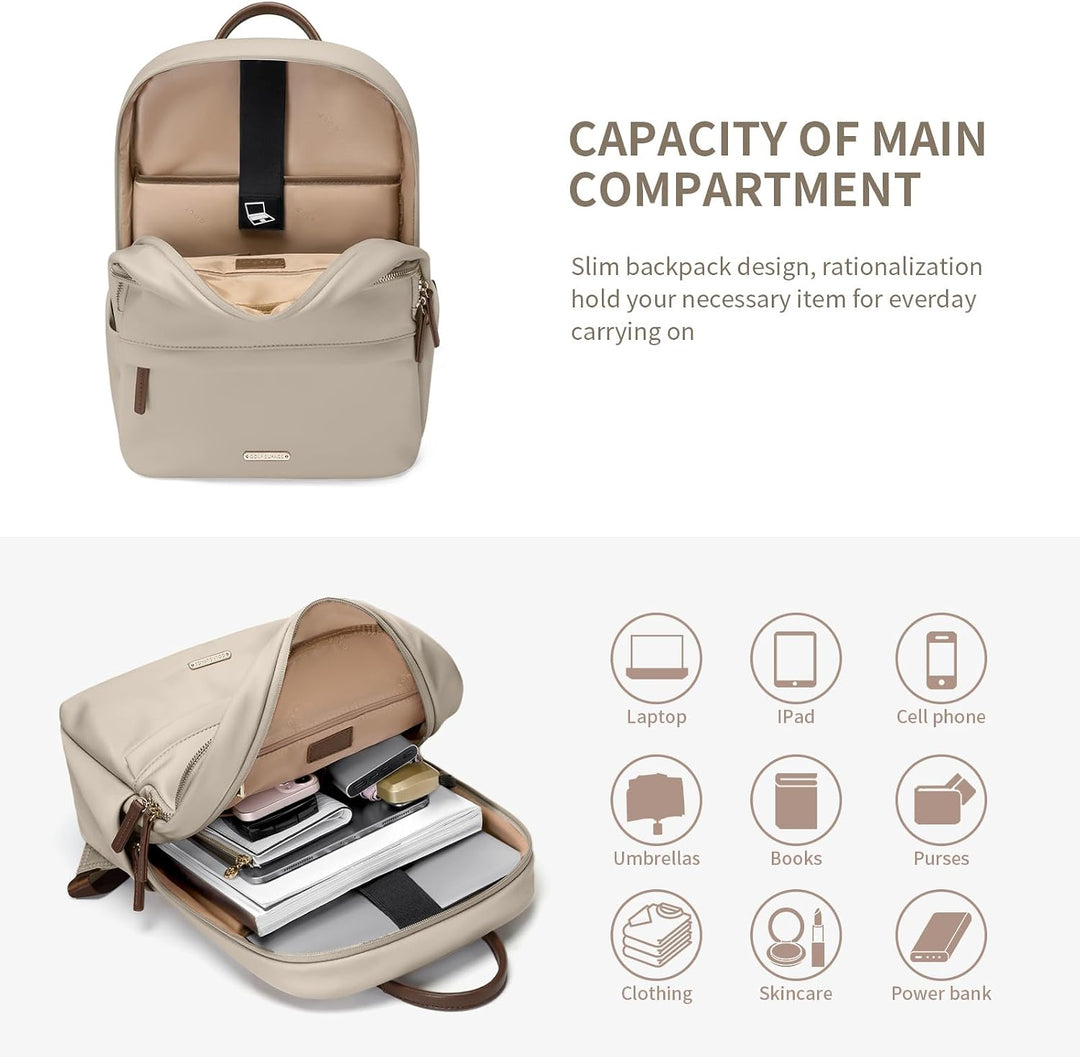 GOLF SUPAGS Laptop-Rucksack Damen, schlanke Computertasche, Arbeit, Reisen, College-Rucksack, Geldbö