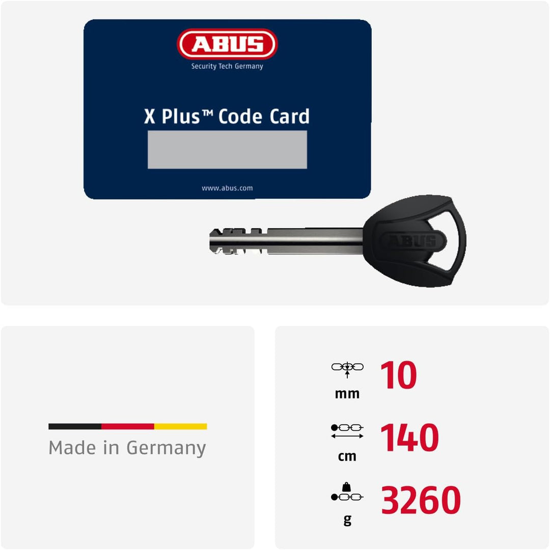 ABUS Kettenschloss Granit CityChain XPlus 1060 – Fahrradschloss aus gehärtetem Stahl – ABUS-Sicherhe