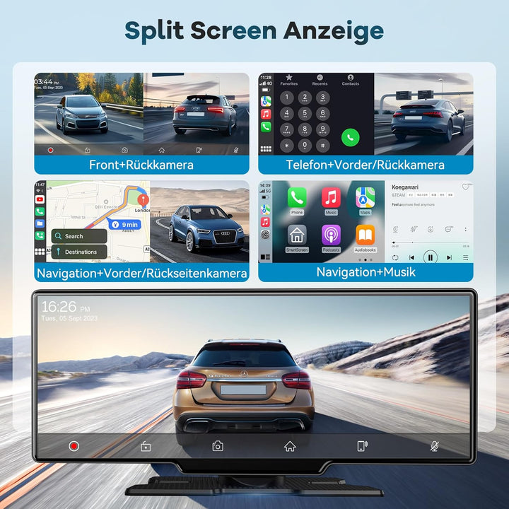 11 Zoll für Apple Carplay Display & Android Auto Display: Car Play Display mit GPS Navigation 4K Das