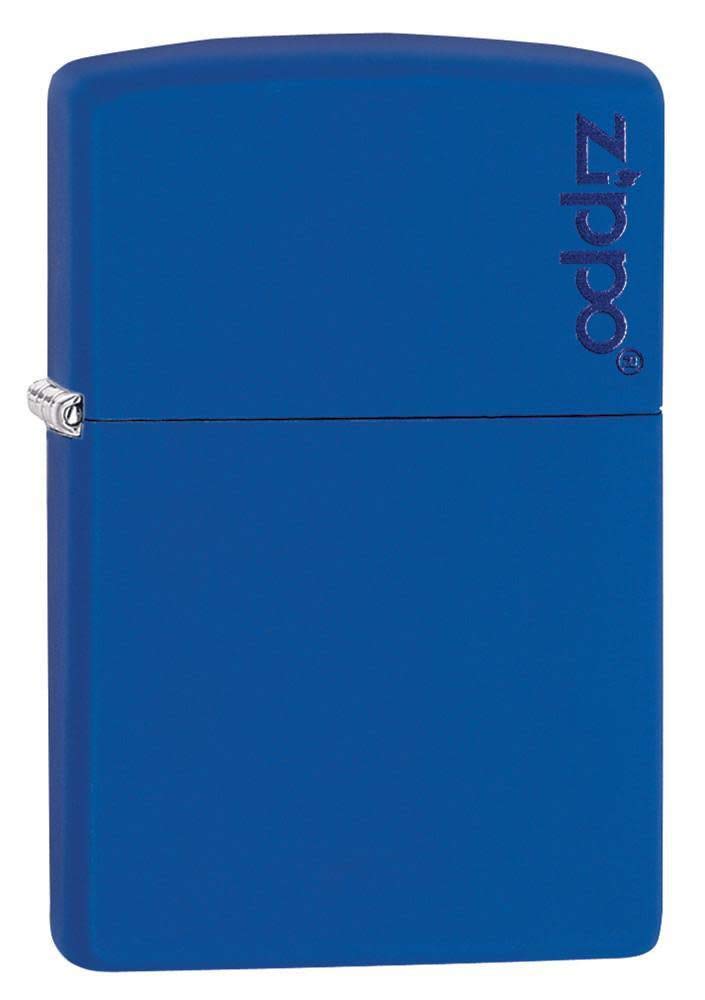 Zippo Feuerzeug 60001621 Brushed Chrome Emblem Attached Benzinfeuerzeug, Messing, royal Blue Matte,