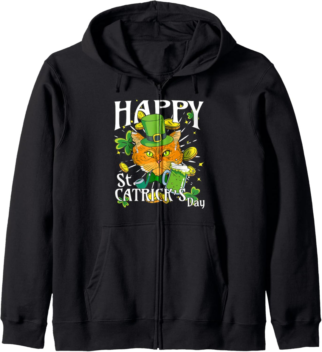 Happy St. Catricks Day Lustiges Katzen Fun Kapuzenjacke