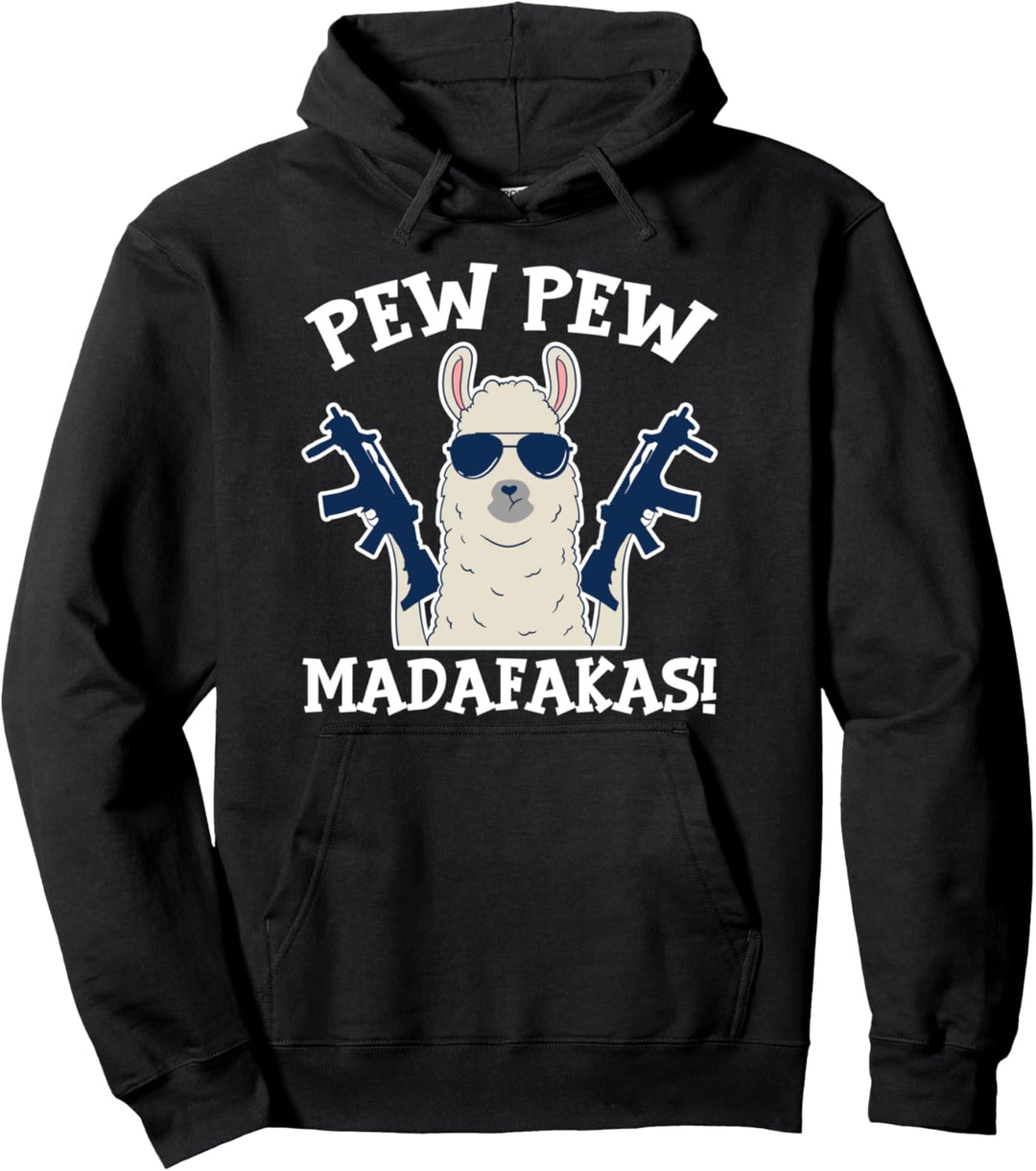 Llama Pew Pew Madafakas Vintage Retro Funny Alpaka Pullover Hoodie