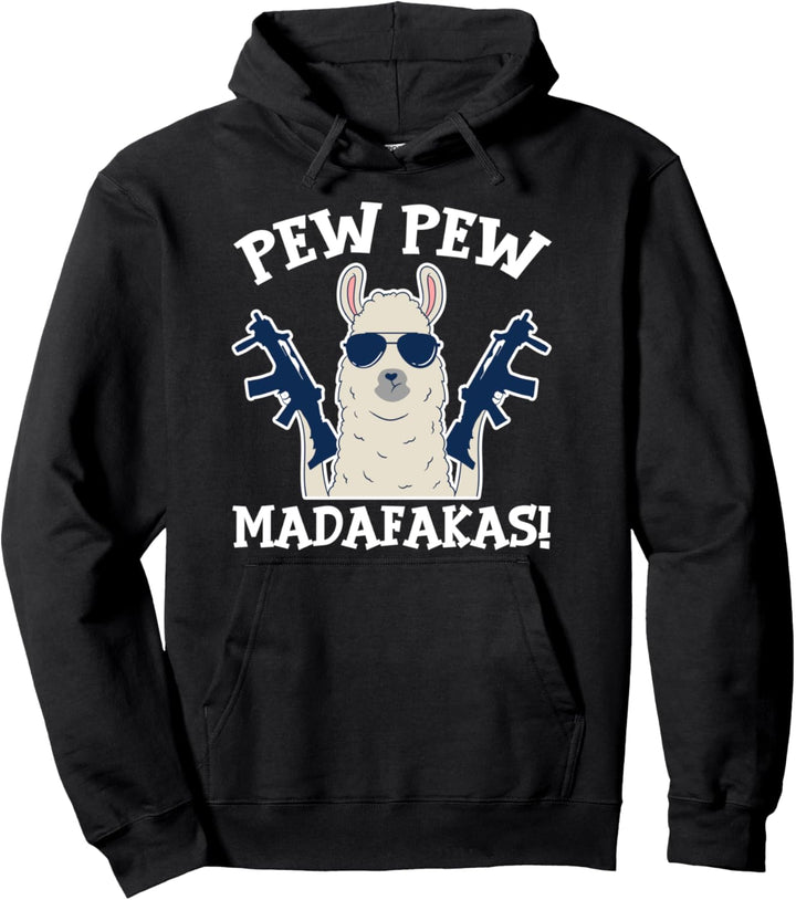 Llama Pew Pew Madafakas Vintage Retro Funny Alpaka Pullover Hoodie
