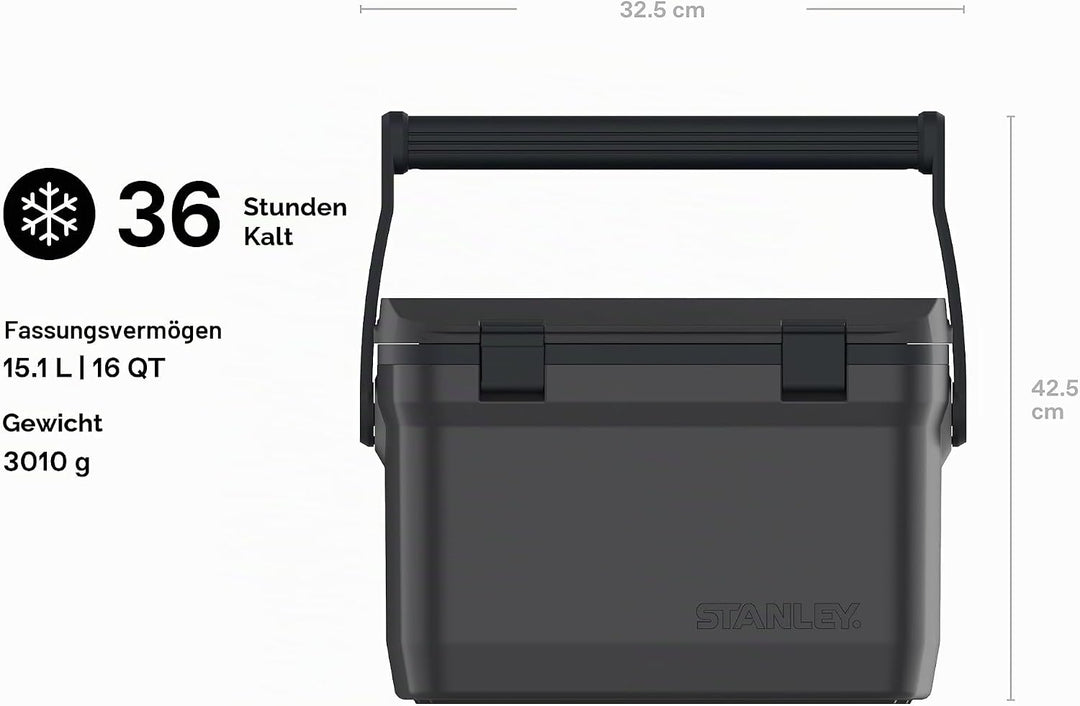 Stanley 1913 Adventure Outdoor Cooler 15.1L - Black - Doppelwandige Schaumisolierung - BPA-frei - Kü