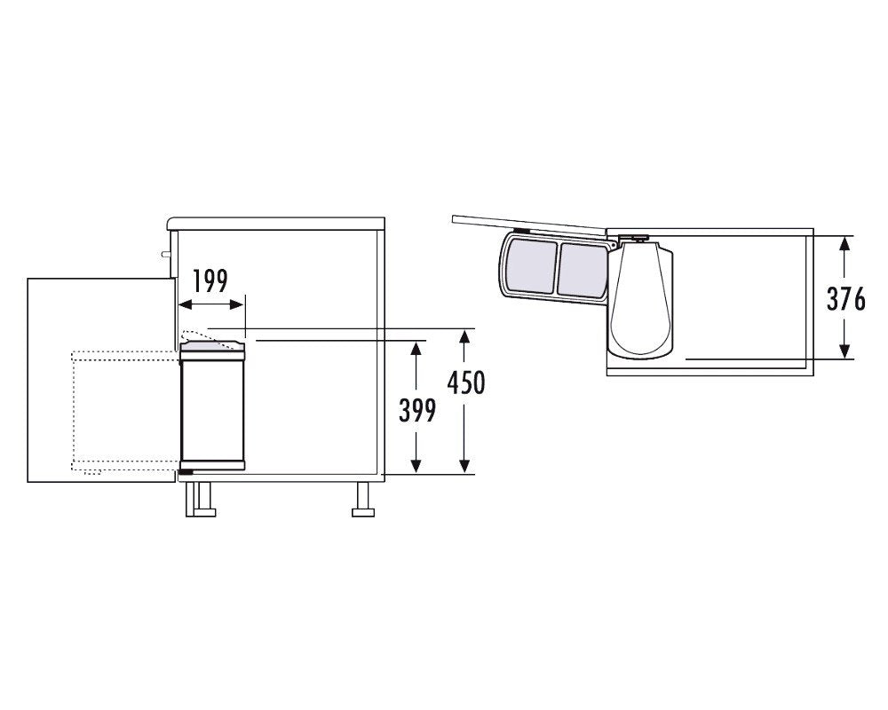 Hailo 3416001 Abfallsammler MF Swing 45.2/16 w für Schränke ab 450 mm Breite mit