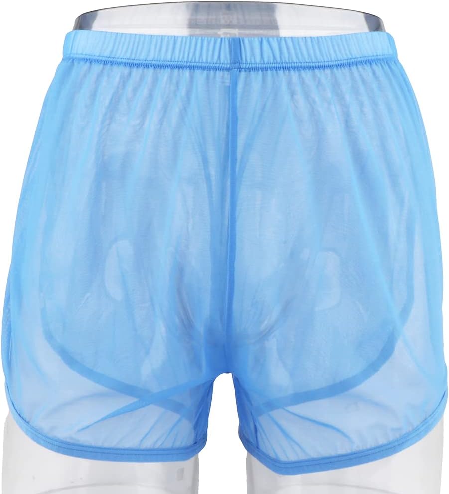 Herren Transparent Sexy Boxershorts Männer Atmungsaktiv Bequem Unterhose Seitlichem Schlitz Mesh Des