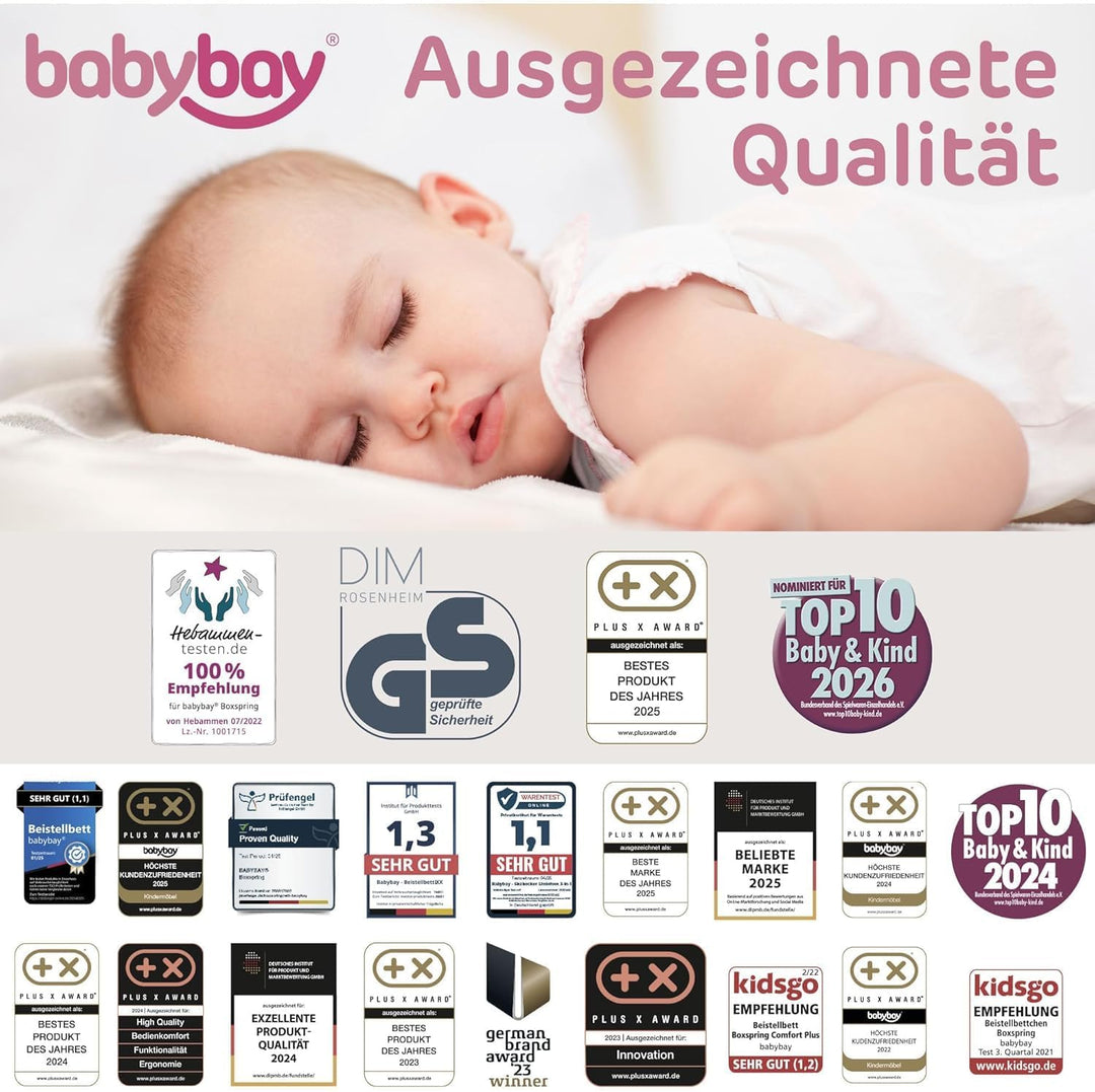 babybay Jersey Spannbetttuch Deluxe passend für die Modell Boxspring XXL, weiss, 105 x 57,5 cm (1er
