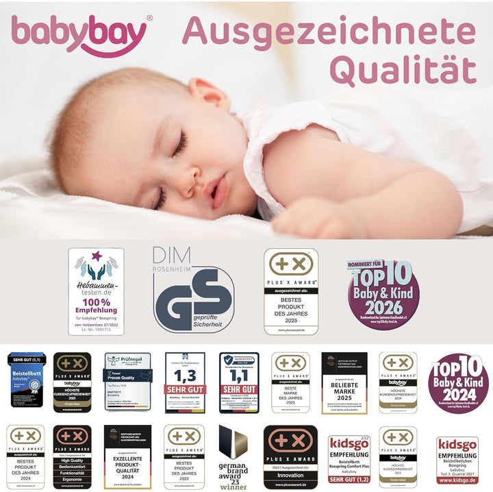 babybay Jersey Spannbetttuch Deluxe passend für die Modell Boxspring XXL, weiss, 105 x 57,5 cm (1er