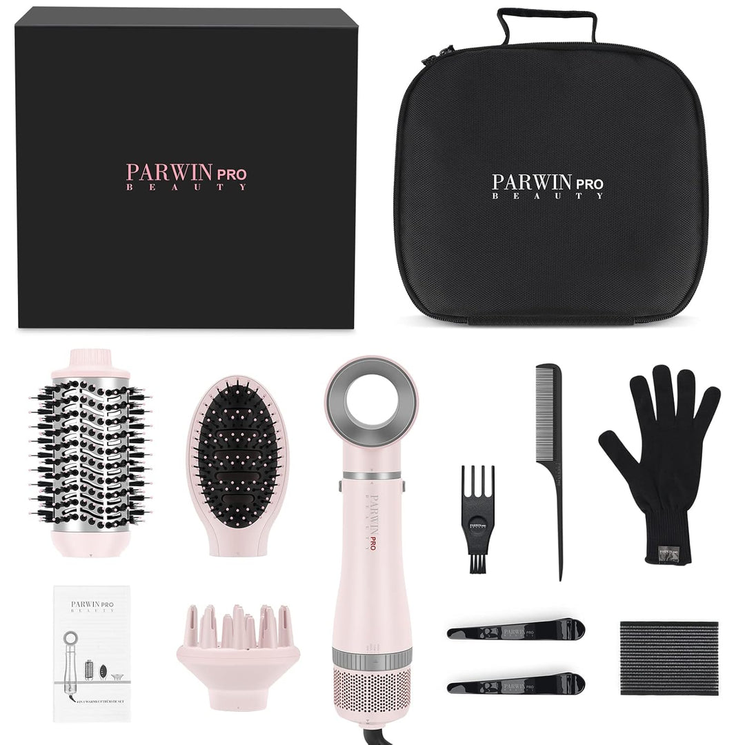 4 IN 1 Haartrockner Warmluftbürste Set, PARWIN PRO BEAUTY Styler-Set, Föhnbürste mit 4 Aufsätze zum