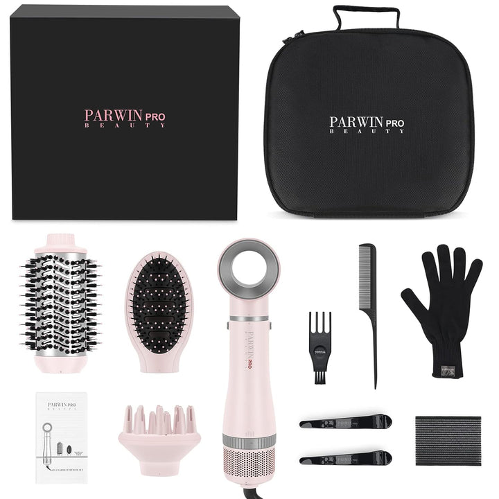 4 IN 1 Haartrockner Warmluftbürste Set, PARWIN PRO BEAUTY Styler-Set, Föhnbürste mit 4 Aufsätze zum