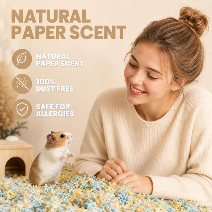Hamster Einstreu 1800g, Staubfreie Papier Kleintierstreu,Einstreu Kaninchen 1800 Gramm, 1800 Gramm