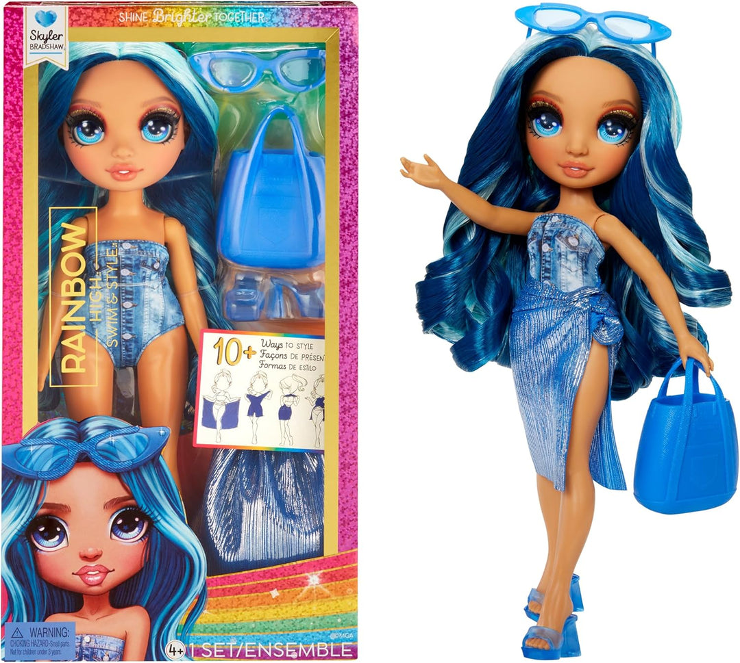Rainbow High Swim & Style - Violet (Lila) & Swim & Style - Skyler (Blau) - 28 cm Grosse Puppe mit Sc