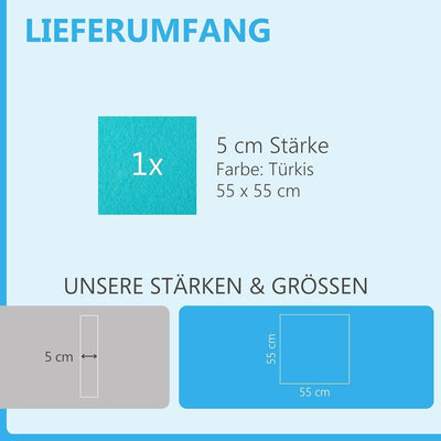 platino24 Akustikpaneele 1 Element Colore Quadrat 55 x 55 cm Türkis I Schallabsorber aus Basotect ®