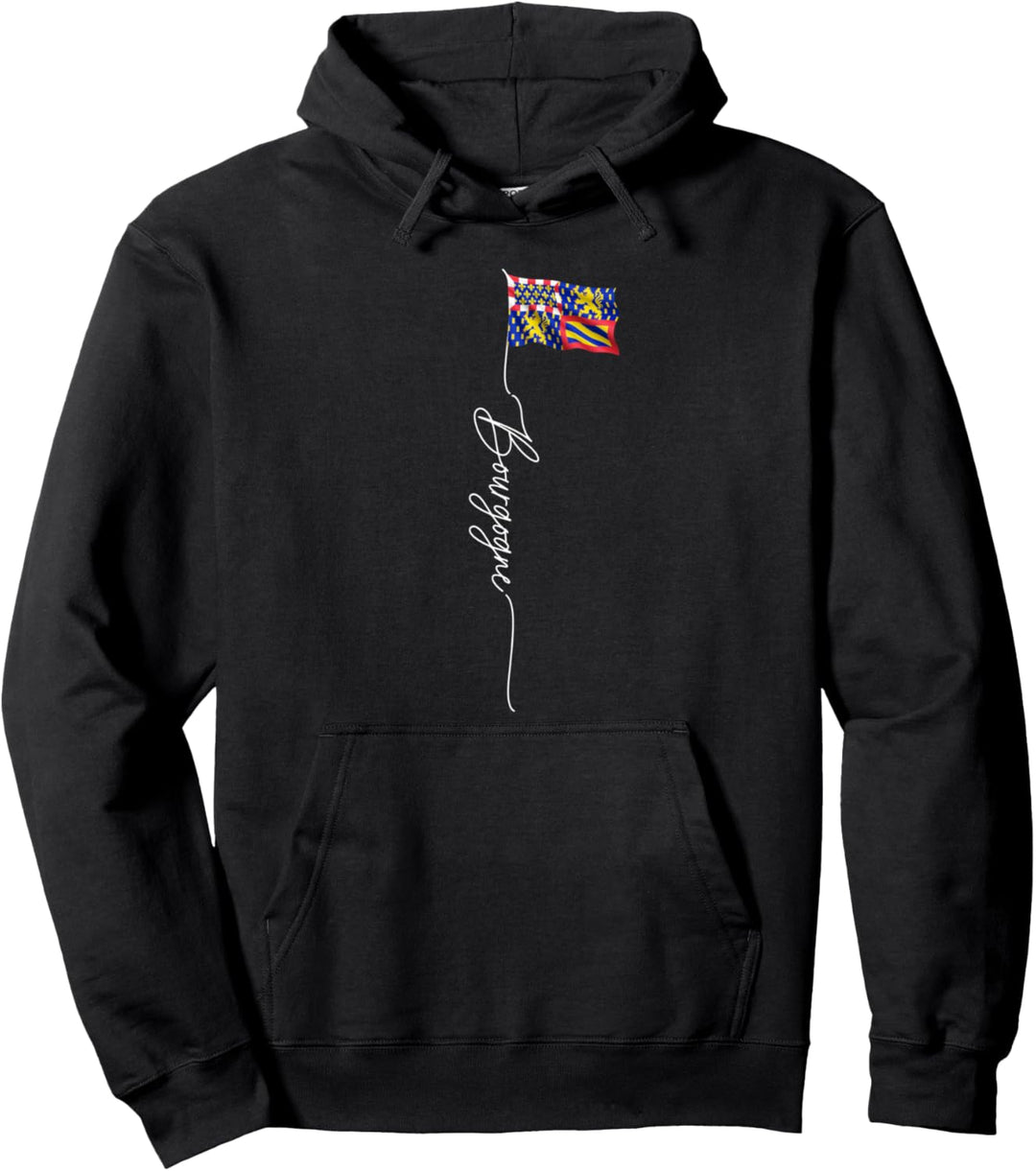 Burgunderrote Flagge, schwarz-weisse Flagge für Herren und Damen, Bourgogne Pullover Hoodie