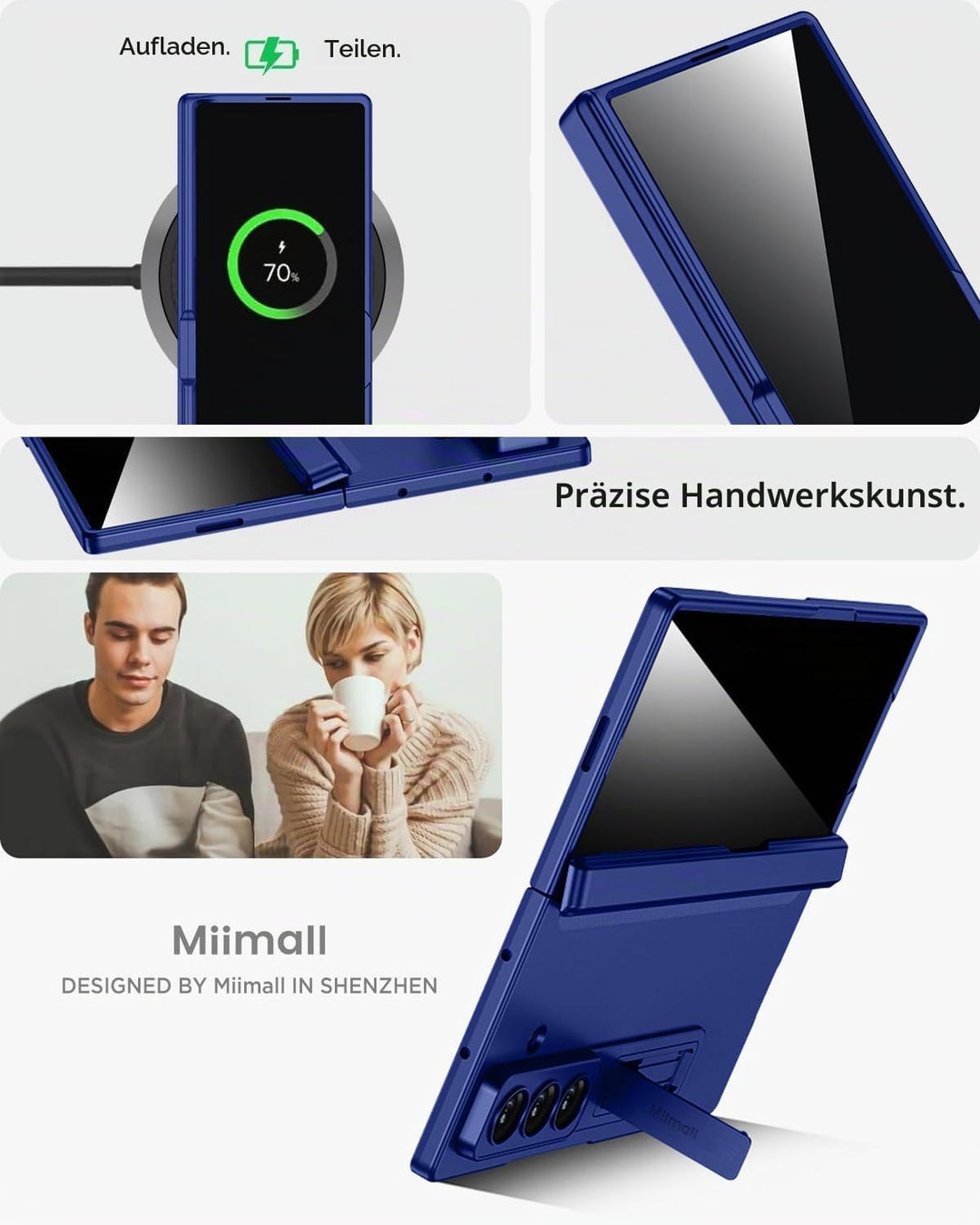 Miimall Kompatibel mit Samsung Galaxy Z Fold 7 Hülle mit Displayschutz Anti-SPY, [Magnetischer Schar
