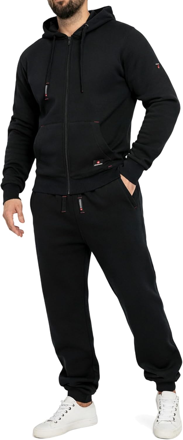 Höhenhorn Cozalp Herren Jogging Anzug Trainingsanzug Hausanzug M Schwarz, M Schwarz
