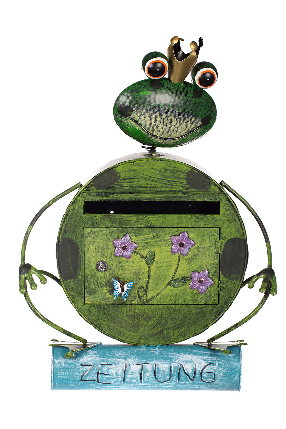 Antiker Briefkasten, Tierdesign Frosch, NA13A332 Handbemalt. Briefkasten-froschkönig, Briefkasten-fr