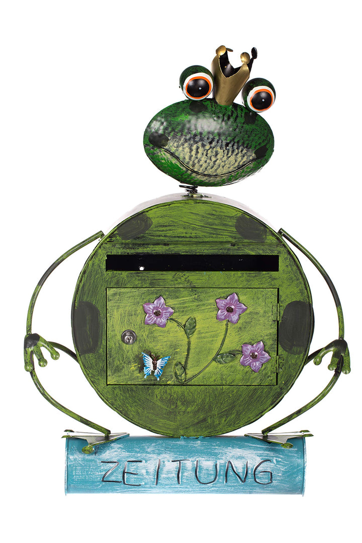 Antiker Briefkasten, Tierdesign Frosch, NA13A332 Handbemalt. Briefkasten-froschkönig, Briefkasten-fr