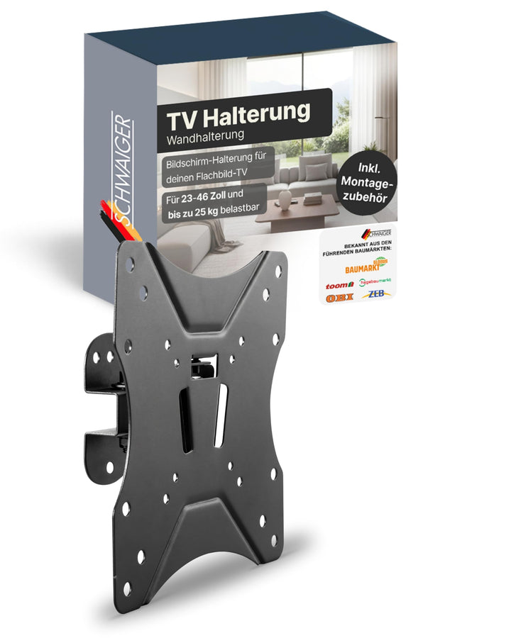 SCHWAIGER 9383 TV-Wandhalterung Fernseher-Halterung Mounting für Displays 23-46 Zoll bis 25kg pulver