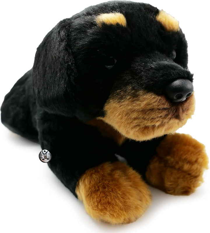 Rottweiler Kuscheltier Hund liegend schwarz-rot Plüschtier Tessa - Kuscheltiere*biz