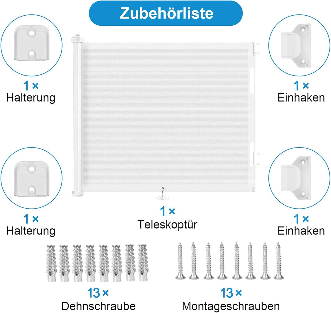 Wodondog Baby-treppenschutzgitter,0-150 cm, 83 cm Hoch,türschutzgitter ausziehbar, Einhändig Bedienb