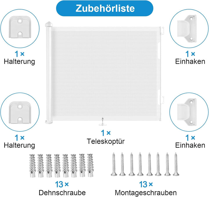 Wodondog Baby-treppenschutzgitter,0-150 cm, 83 cm Hoch,türschutzgitter ausziehbar, Einhändig Bedienb