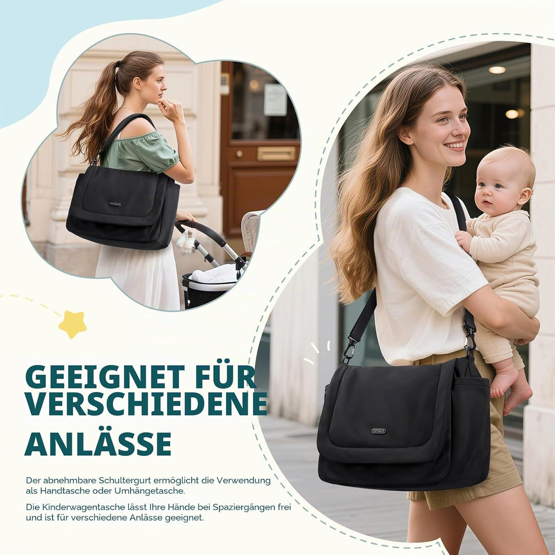 Puffer Wickeltasche, 22 L, grosses Fassungsvermögen, Baby-Wickeltasche, Reisetasche, Umhängetasche,