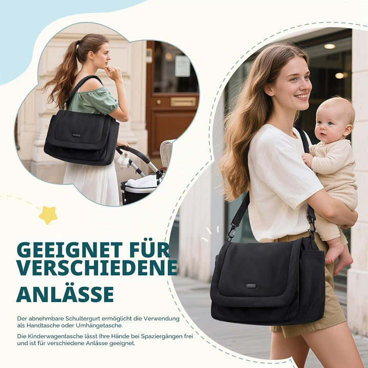 Puffer Wickeltasche, 22 L, grosses Fassungsvermögen, Baby-Wickeltasche, Reisetasche, Umhängetasche,