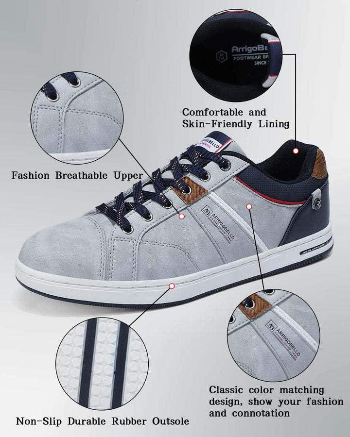 ARRIGO BELLO Herren Freizeitschuhe Schuhe Sneakers Wanderschuhe Leders Laufschuhe Leichtgewicht Outd