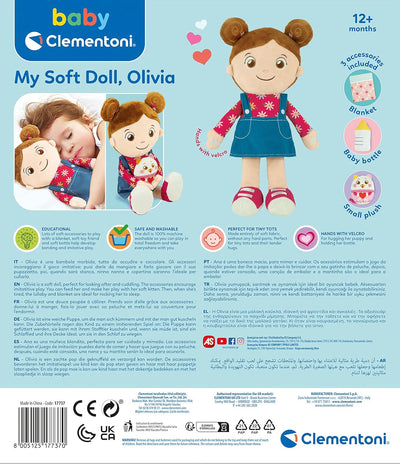 Clementoni 17737 My Soft Doll, Olivia-Kuschelpuppe, Weiche Stoffpuppe Für Babys Ab 1 Jahren, Geschen