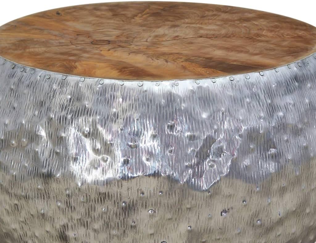 vidaXL Teak Beistelltisch Alu Couchtisch Kaffeetisch Wohnzimmertisch Sofatisch