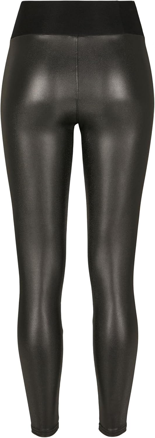 Urban Classics Damen Ladies Faux Leather High Waist Leggings 2-Pack S Black+black, S Black+black