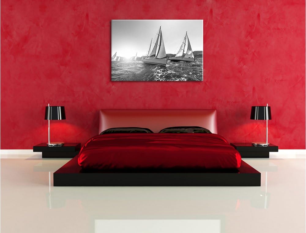 Pixxprint Luxusyachten bei Segelregatta als Leinwandbild/Grösse: 100x70 cm/Wandbild/Kunstdruck/ferti