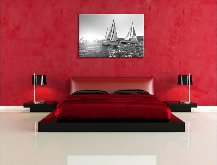 Pixxprint Luxusyachten bei Segelregatta als Leinwandbild/Grösse: 100x70 cm/Wandbild/Kunstdruck/ferti
