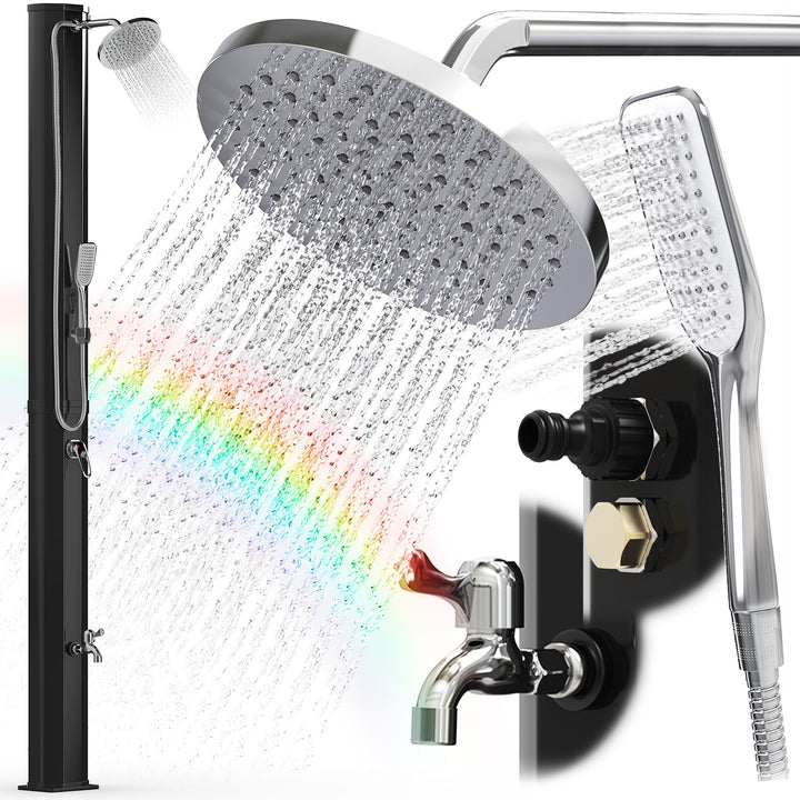dirks-traumbad Solardusche mit Handbrause Schwarz Gartendusche 35 Liter mit Wasserhahn für Garten Wa